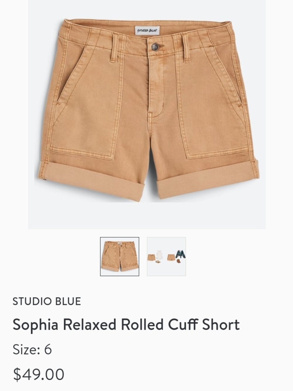 Studio Sophia Rolled Cuff Relaxed Shorts - Tan